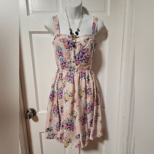 𝅺LC Lauren Conrad Women's Fit & Flare Sweetheart Floral Pink Dress